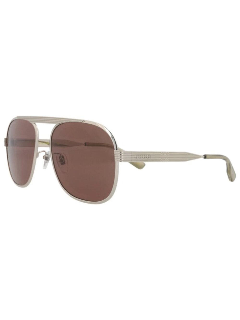 New Gucci Women's Sunglasses Aviator Metal Frame Mens Silver Silver Brown